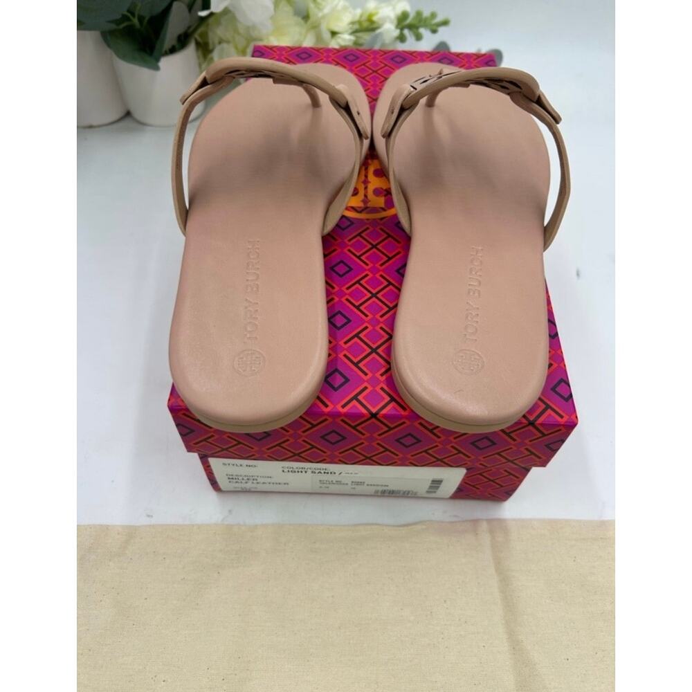 Women's TORY BURCH MILLER soft calf leather sandals in light sand size 10 - Picture 7 of 8